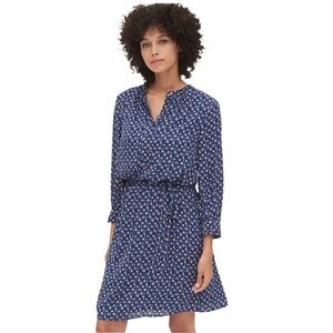 GAP Floral Print Mini Dress Long Sleeve Navy Blue Womens‎ Casual Sz M